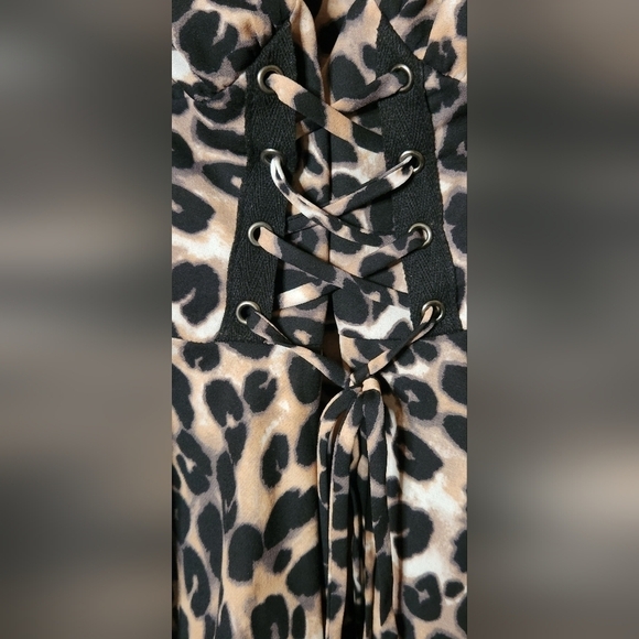 Venus Leopard Print Corset Peplum Blouse- Size 2 - Picture 4 of 5